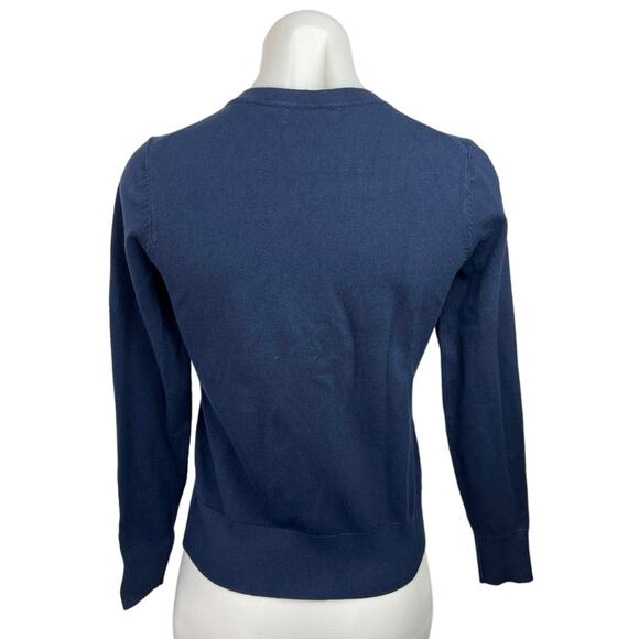 Charter Club Women's Blue Long Sleeve Crew Neck Button Up T-shirt Tee Top Sz M - Picture 2 of 4